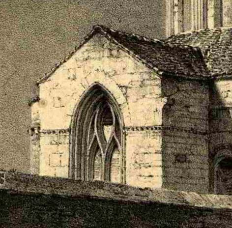 La fenêtre gothique flamboyant de la chapelle d’axe, avant sa rénovation dans le style du XIIIe siècle (A. Allier, L’Ancien Bourbonnais…). © A. D. Allier