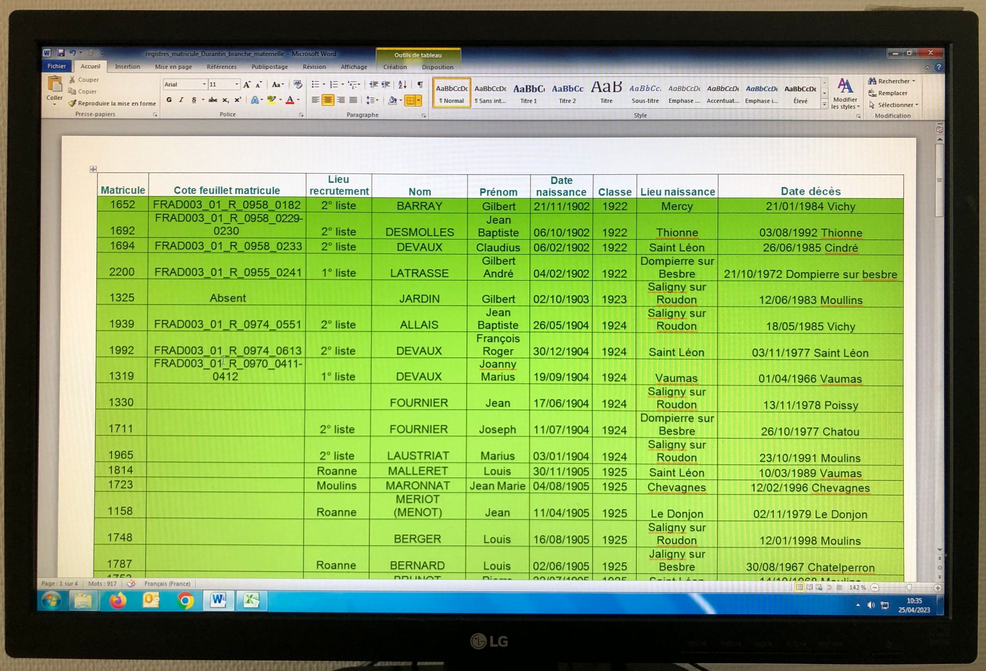 Recherche de fiches matricules de soldats