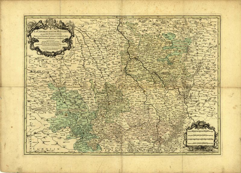 Carte de la généralité de Moulins à la fin du XVIIe siècle, série Fi.