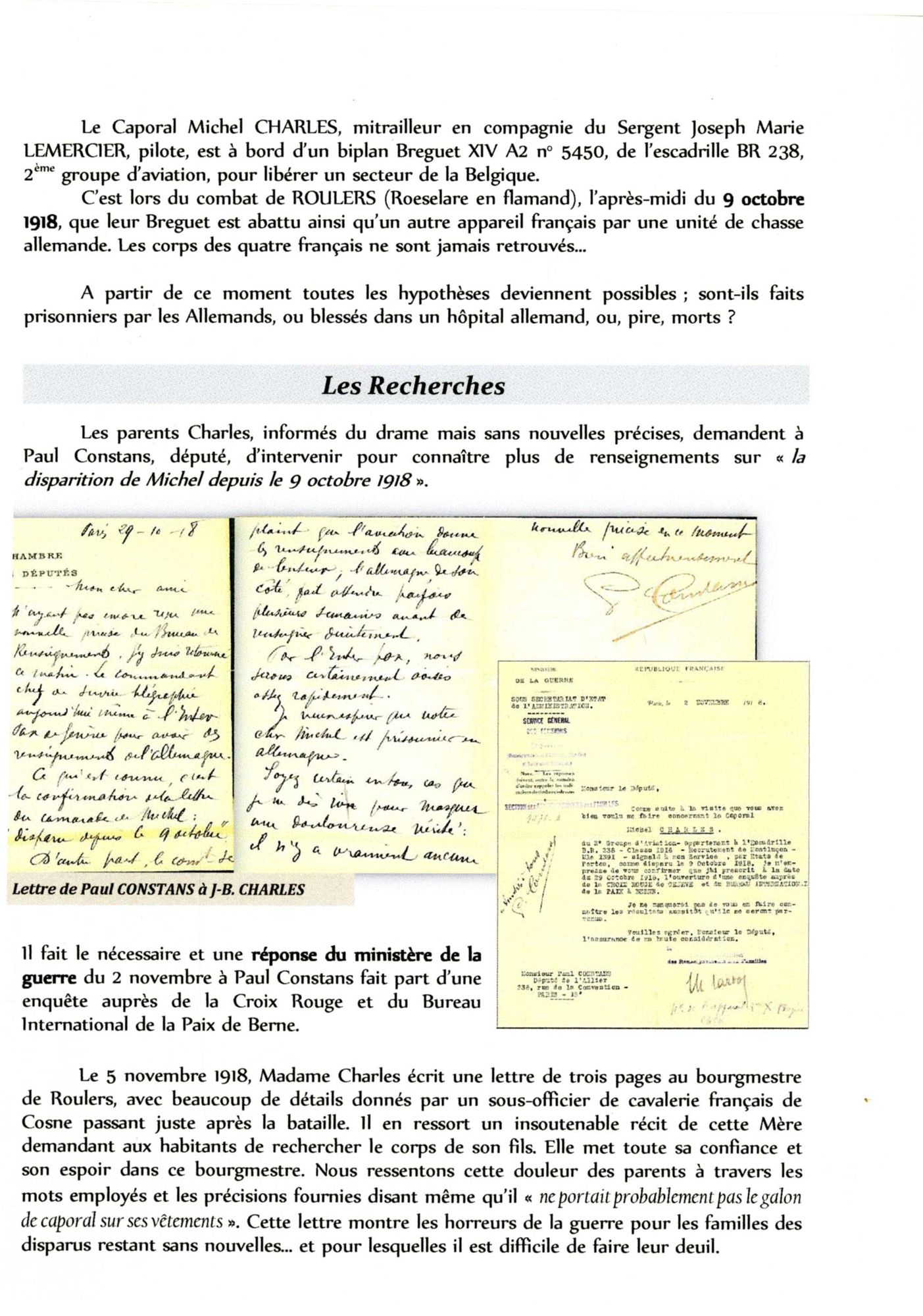 Biographie de Michel CHARLES par Mme Monique Besson-Buvain