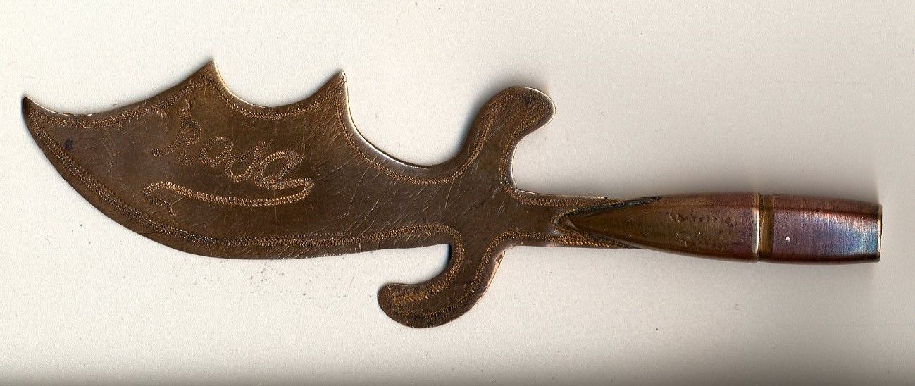 Souvenir d'Orient de Léon Clin, petit sabre gravé du prénom de son épouse Rosa