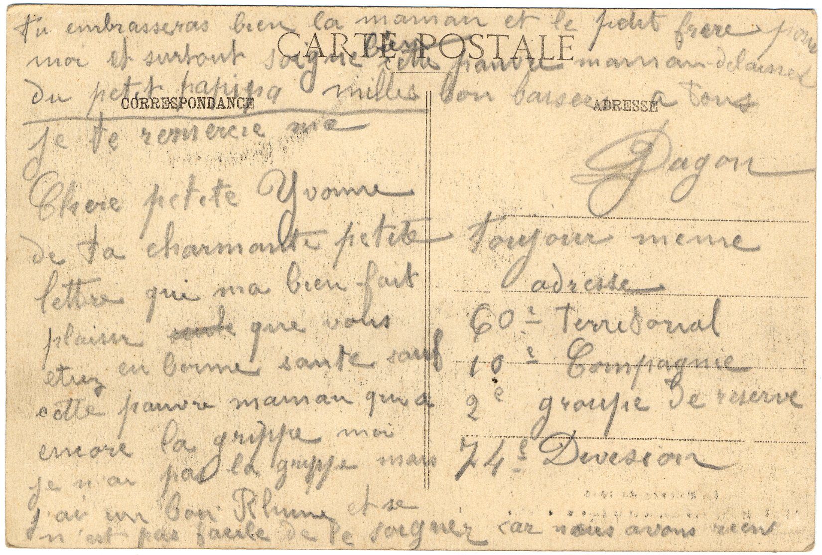 Cartes de Jean Dagon à ses enfants