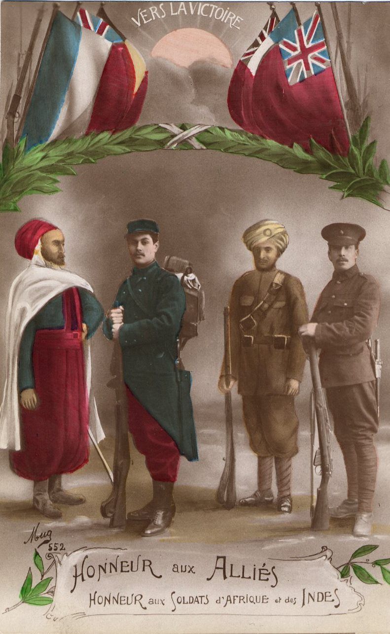L'entraide entre Alliés : Honneur aux alliés. Honneur aux soldats d'Afrique et des Indes"