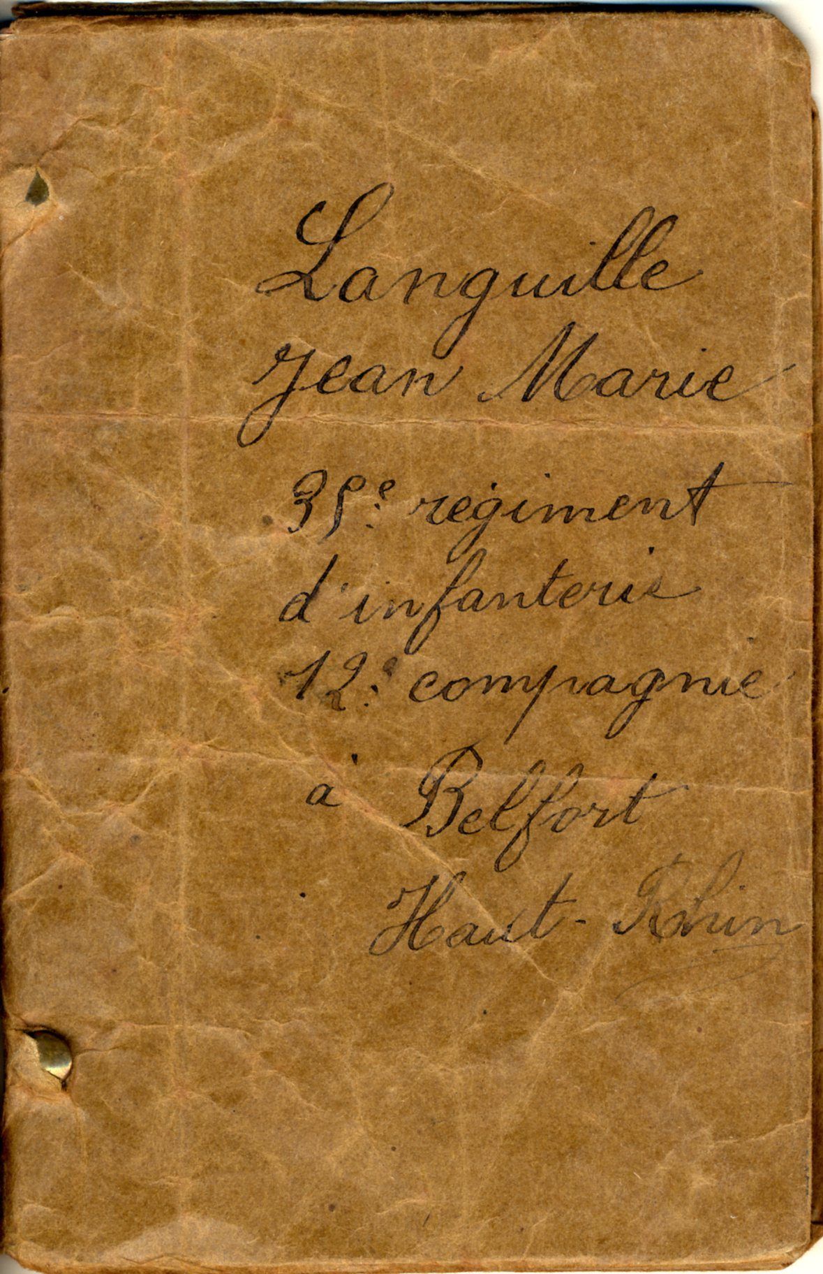 Livret militaire de Jean-Marie Languille