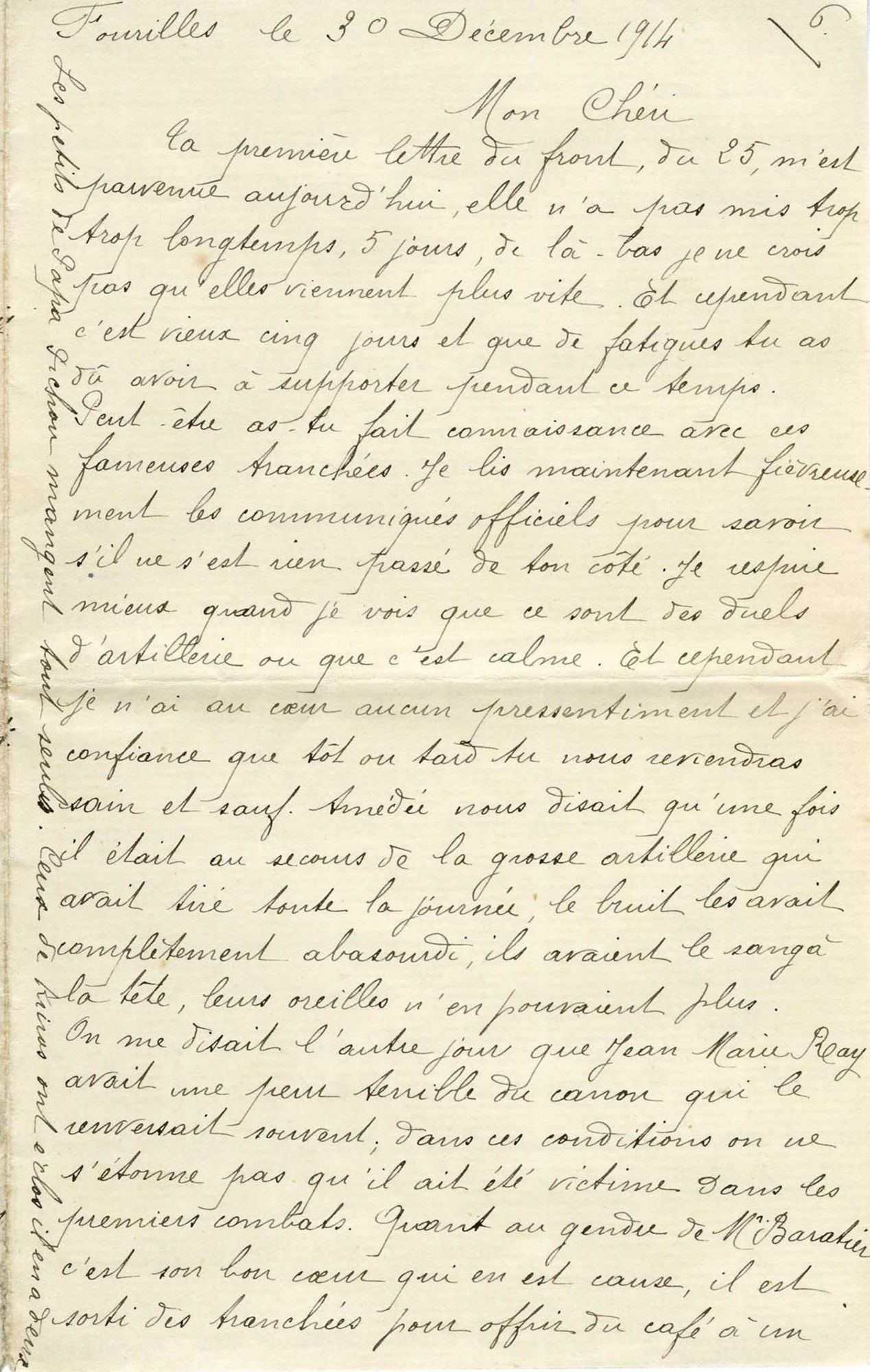 Lettre de Noémie Melin à son époux Albert, 30 décembre 1914