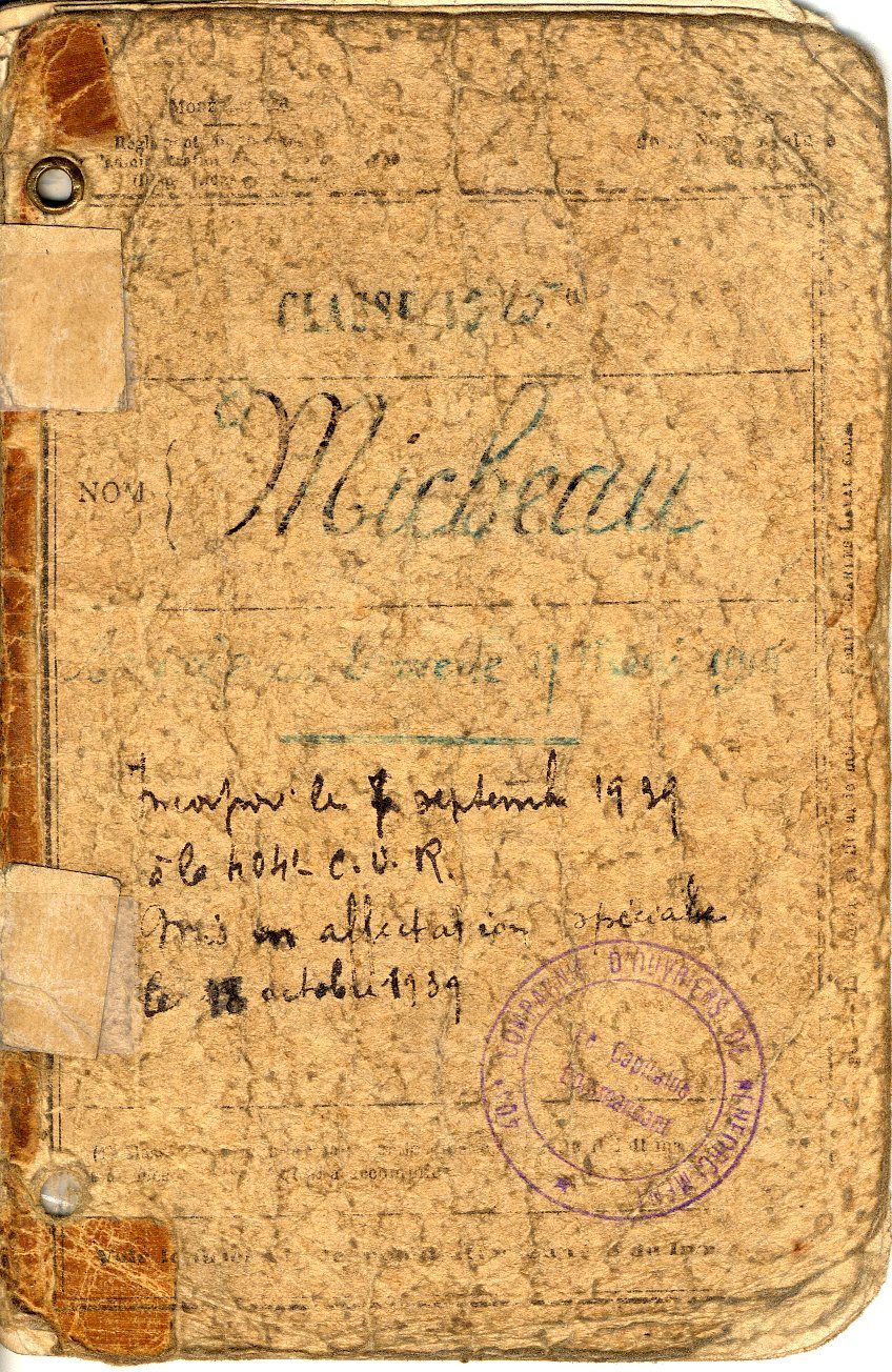 Livret militaire de Gilbert Micheau