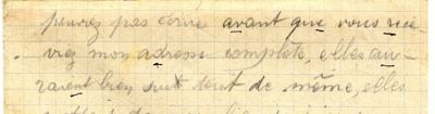 Stratagème indiquant VERDUN, lettre du 16 juin 1916
