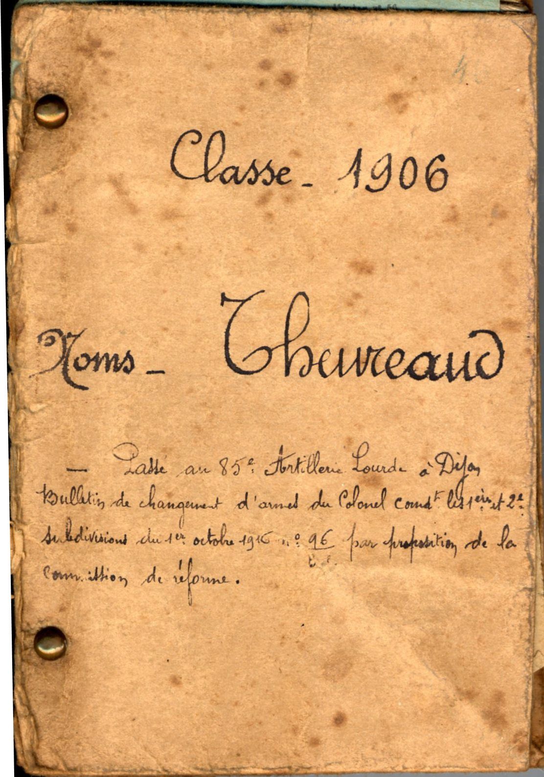 Livret militaire de Francois Theureaud