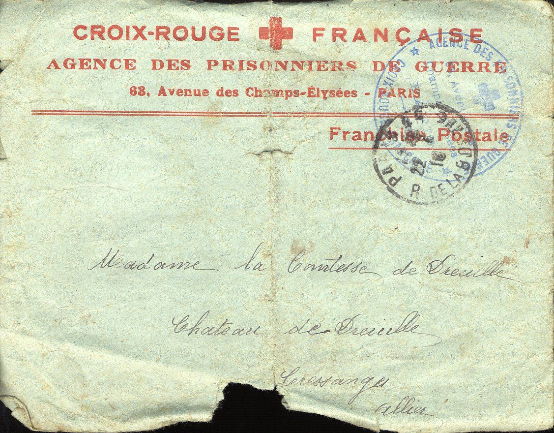 Démarches de la comtesse de Dreuille auprès de la Croix-Roug : lettres de janvier-février 1918