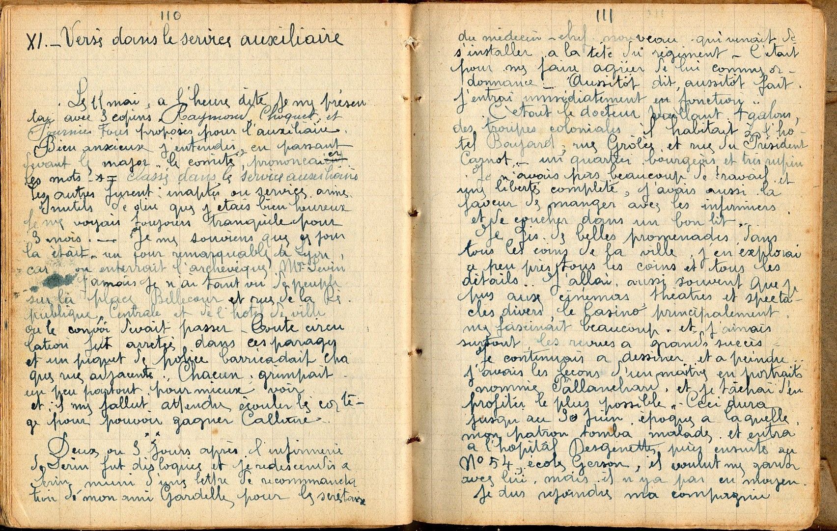 Service auxiliaire puis infirmier (16/05/1916-03/01/1917)