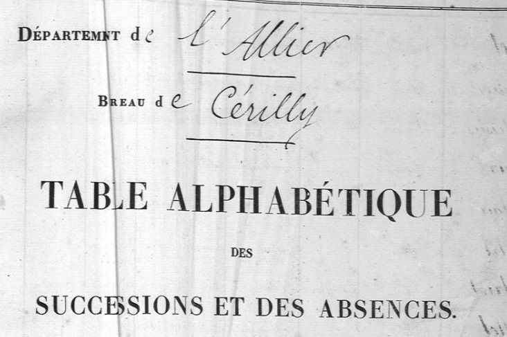 Tables des successions et absences