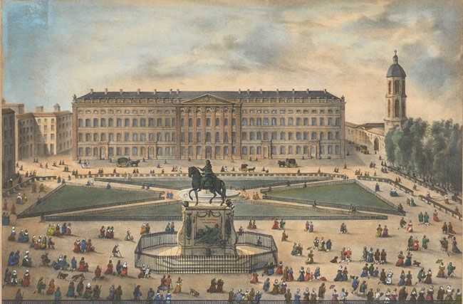La place Bellecour avant 1789 (© Archives municipales de Lyon, n 118ph13_4).
